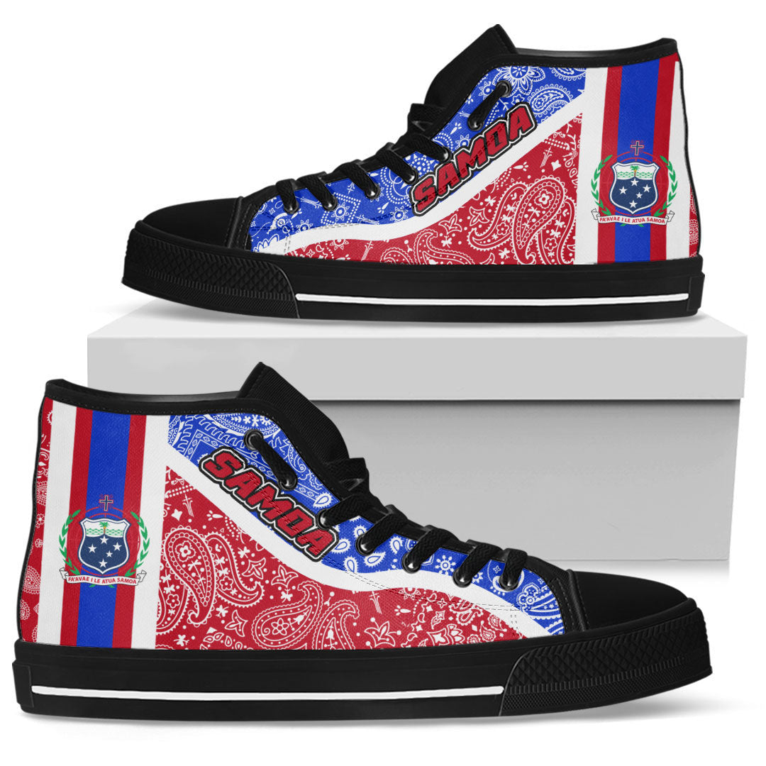 Shoes Samoa Red Version High Top Shoes Paisley Bandana Special Style
