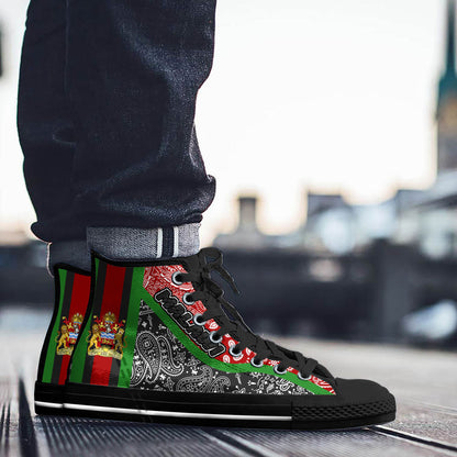 Shoes Malawi Black Version High Top Shoes Paisley Bandana Special Style