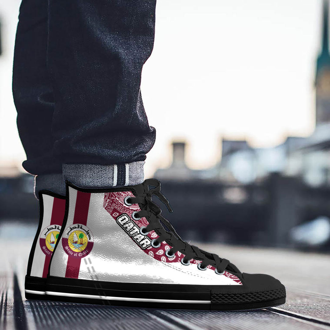 Shoes Qatar White Version High Top Shoes Paisley Bandana Special Style