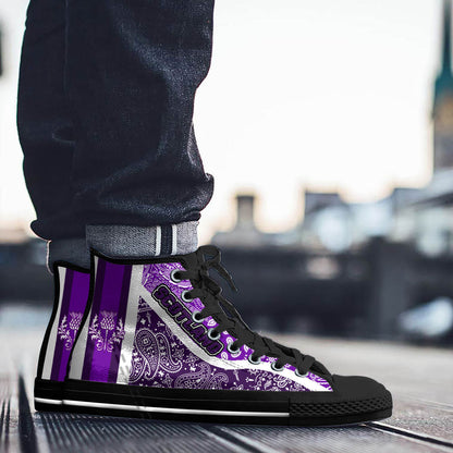 Shoes Scotland Purple Version High Top Shoes Paisley Bandana Special Style