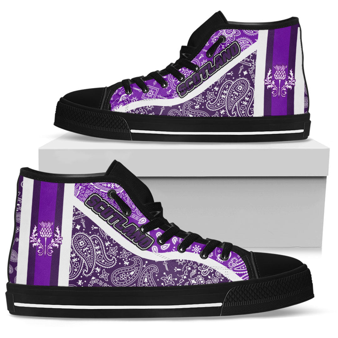 Shoes Scotland Purple Version High Top Shoes Paisley Bandana Special Style