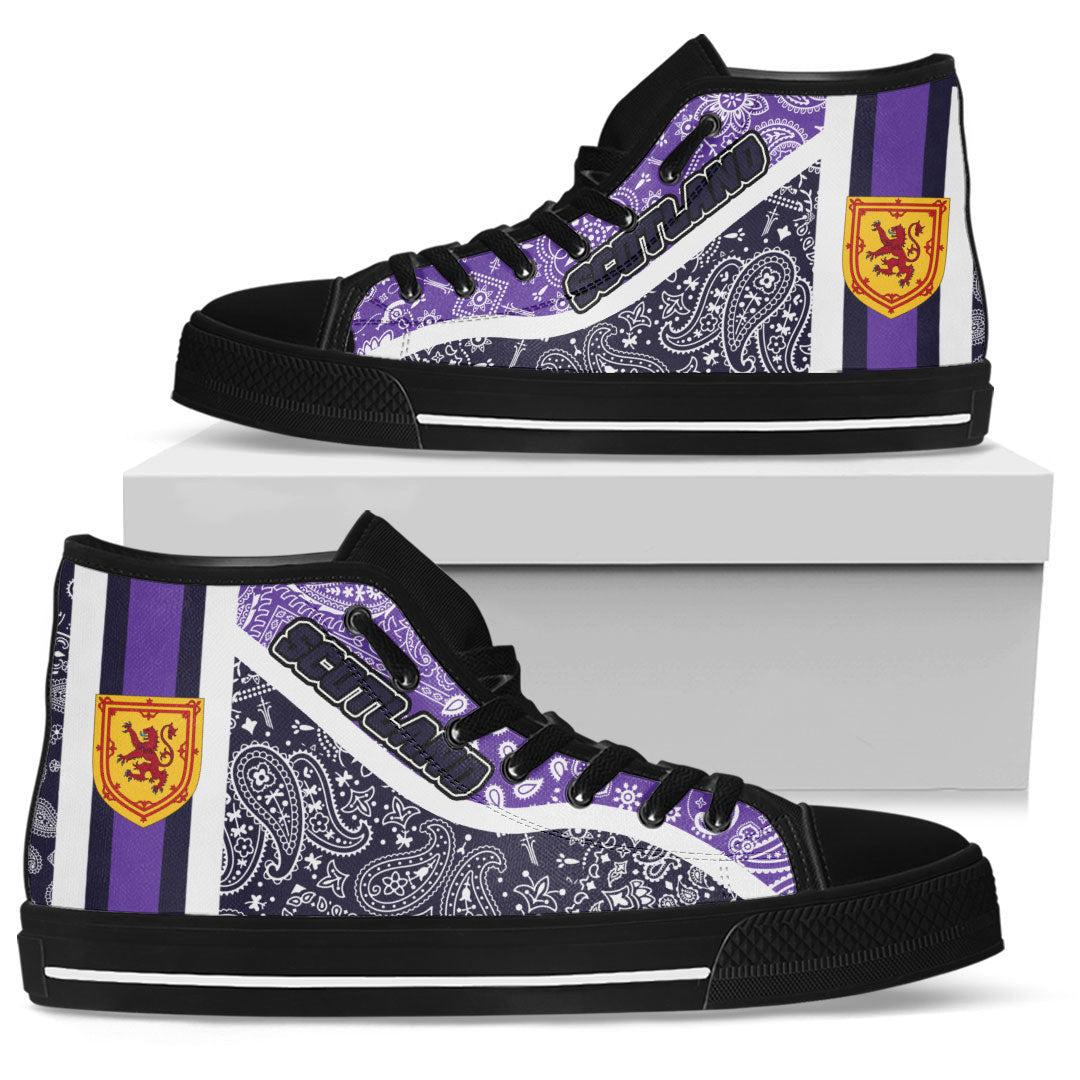 Shoes Scotland Navy Blue Version High Top Shoes Paisley Bandana Special Style