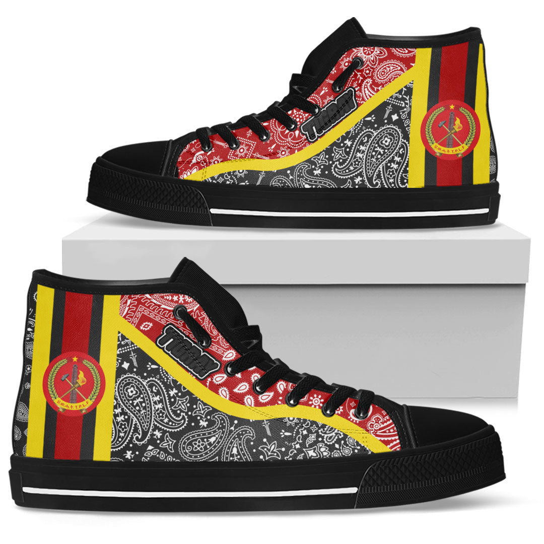 Shoes Tigray Black Version Ethiopia National Regional States High Top Shoes Paisley Bandana Special Style