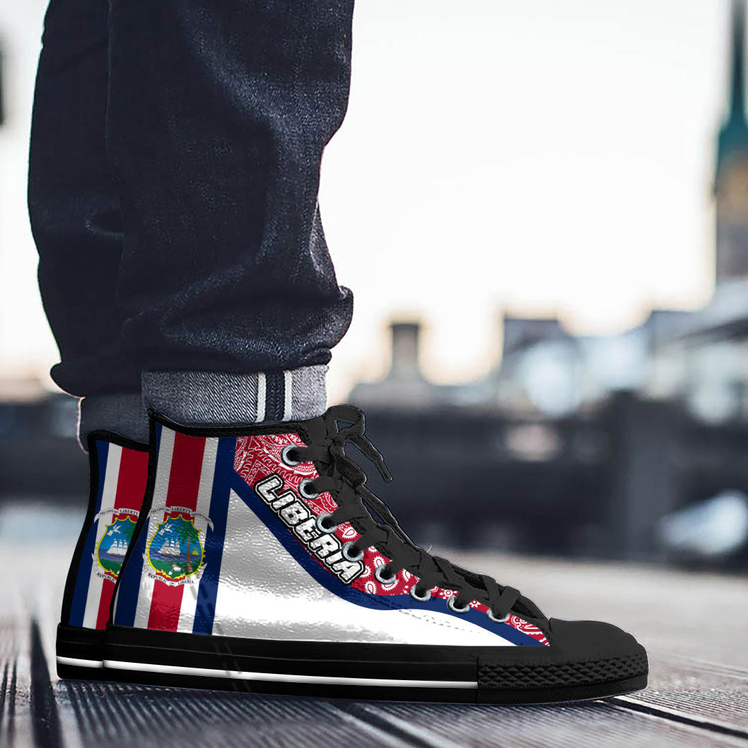 Shoes Liberia White Version High Top Shoes Paisley Bandana Special Style