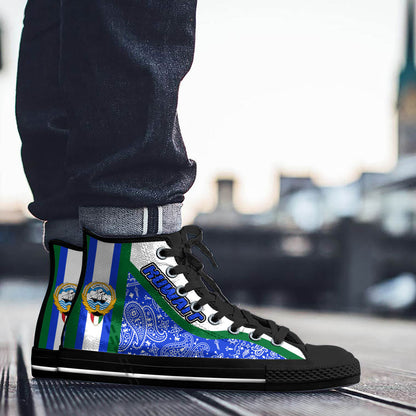 Shoes Kuwait Blue Version High Top Shoes Paisley Bandana Special Style