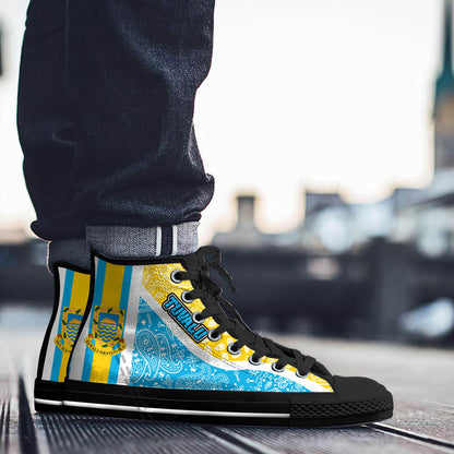 Shoes Tuvalu High Top Shoes Paisley Bandana Special Style