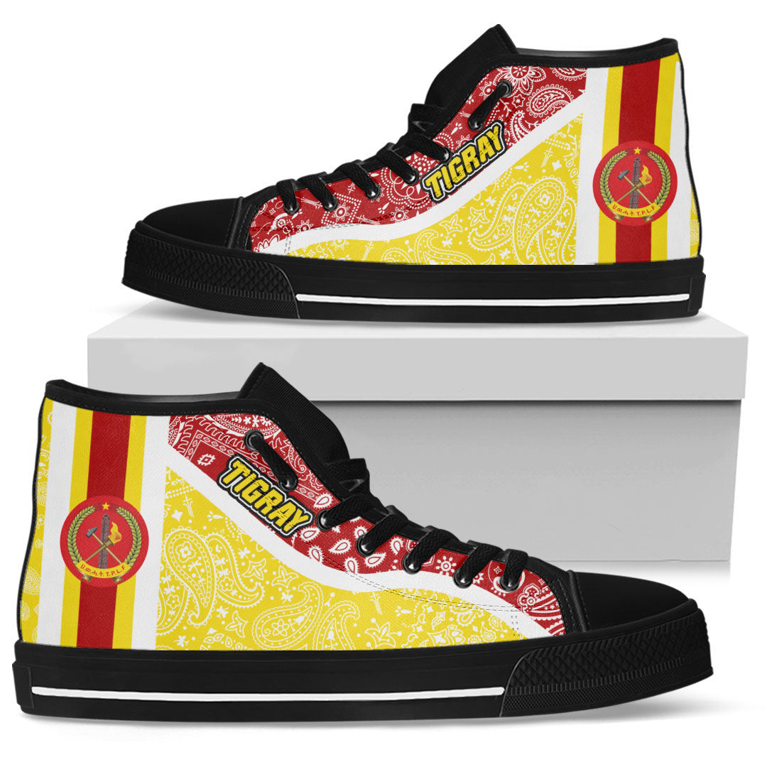 Shoes Tigray Yellow Version Ethiopia National Regional States High Top Shoes Paisley Bandana Special Style