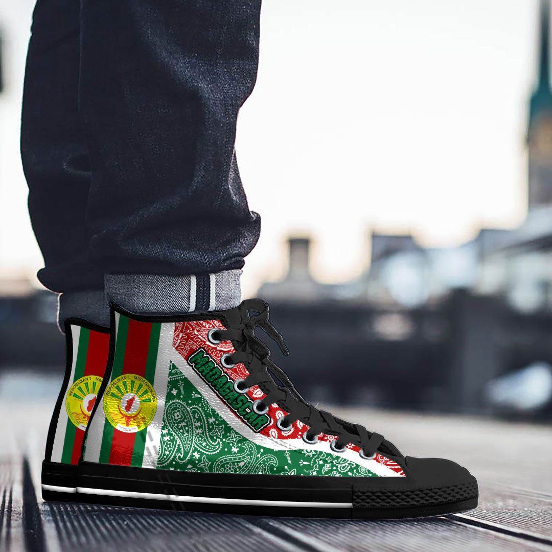Shoes Madagascar Green Version High Top Shoes Paisley Bandana Special Style