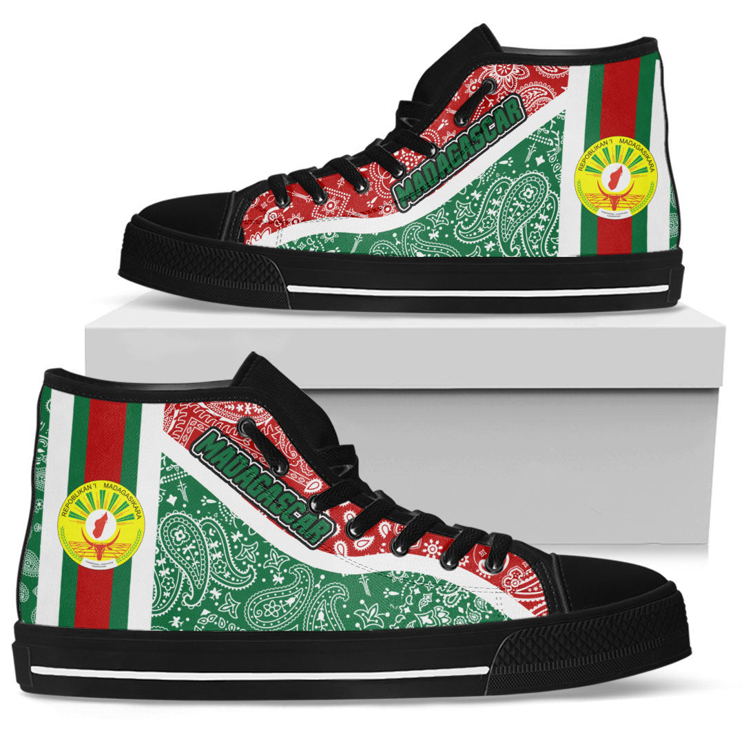 Shoes Madagascar Green Version High Top Shoes Paisley Bandana Special Style