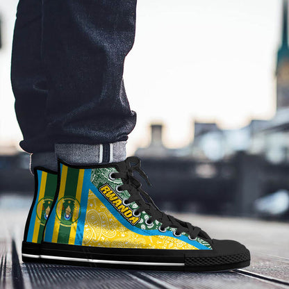Shoes Rwanda Yellow Version High Top Shoes Paisley Bandana Special Style