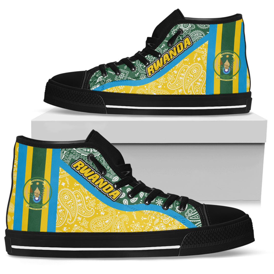 Shoes Rwanda Yellow Version High Top Shoes Paisley Bandana Special Style