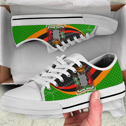 Zambia Low Top Shoes Zambia Flag And Coat Of Arms 01