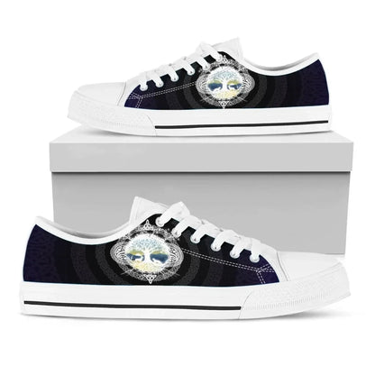 Celtic Tree Of Life Low Top Shoes Tree Of Life With Deer & Fox Dark Blue