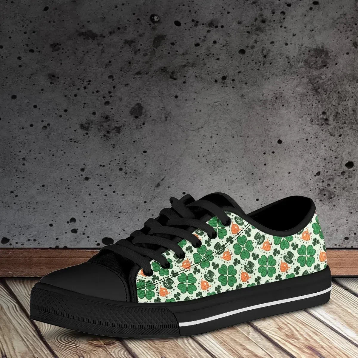 Celtic Low Top Shoes Ireland Shamrock With Leprechaun Happy St. Patrick'S Day