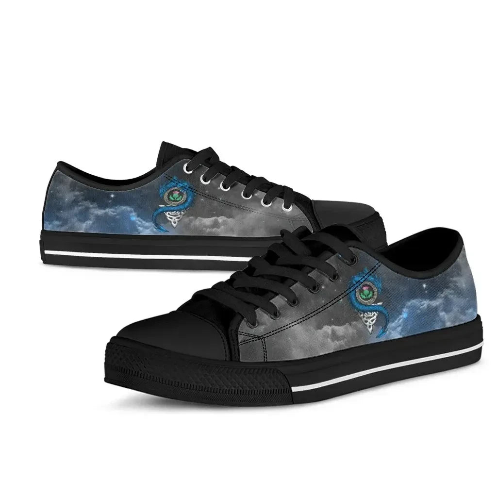 Scotland Celtic Low Top Shoes Dragon & Thistle With Celtic