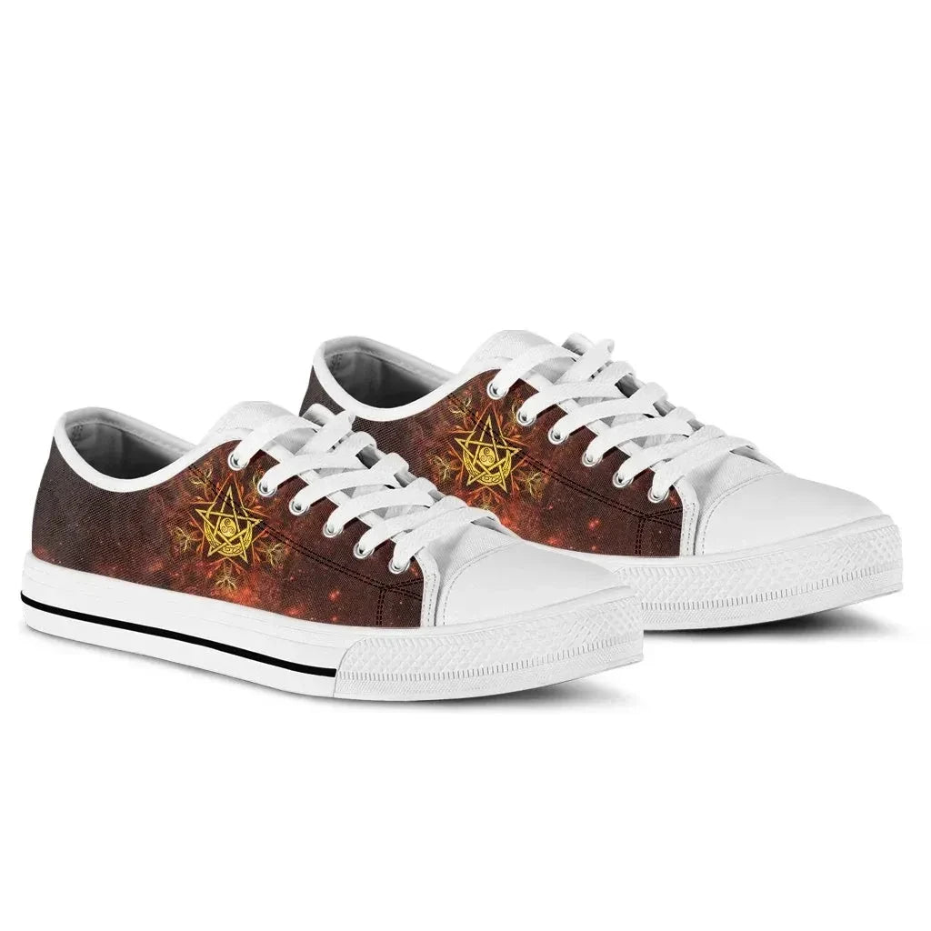 Celtic Wicca Low Top Shoes Celtic Triskelion Pentagram Moon