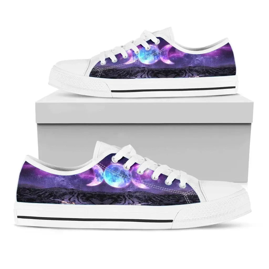 Celtic Wicca Low Top Shoes Triple Moon In Midnight