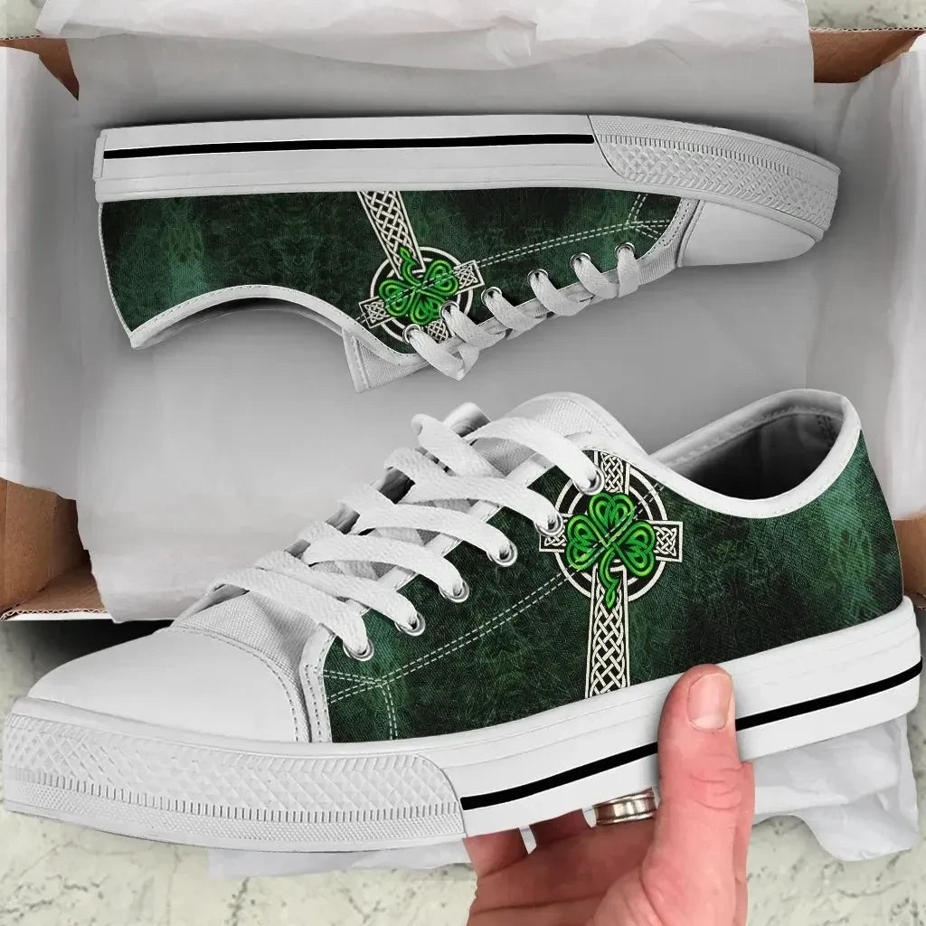 Ireland Celtic Low Top Shoes Celtic Cross & Shamrock Skew Style