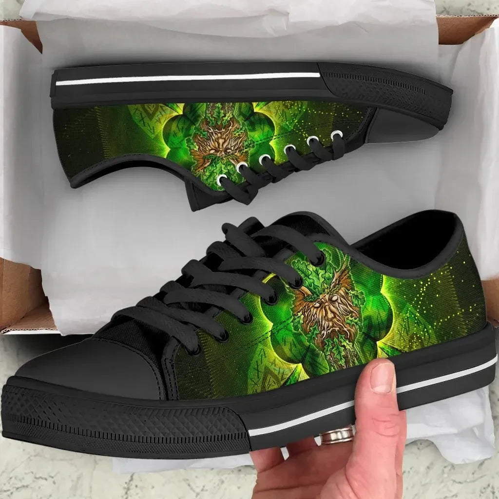 Celtic Green Man Low Top Shoes Green Man With Celtic Patterns