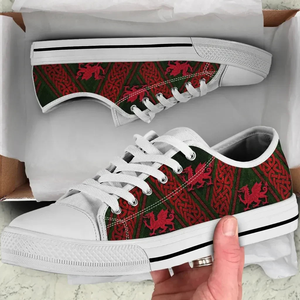 Wales Celtic Celtic Low Top Shoes Welsh Dragon Cross Style