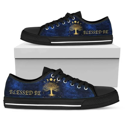 Celtic Wicca Low Top Shoes Moon Phases & Tree Of Life