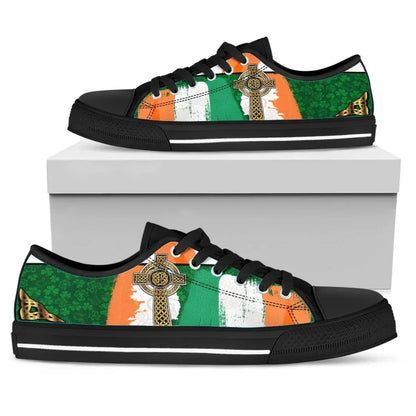 Celtic All Over Print Low Top Shoe Irish Shamrock With Celtic Cross