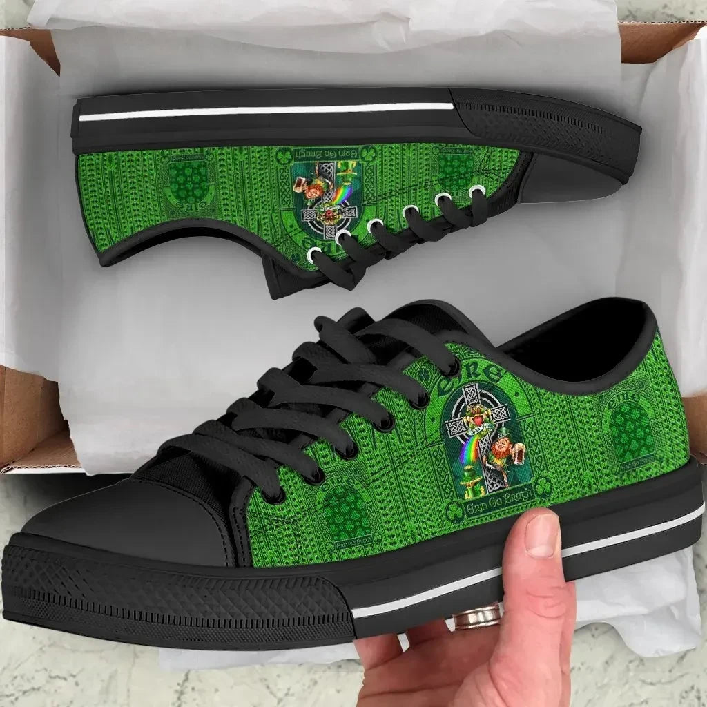 Ireland St. Patrick'S Day Low Top Shoes Leprechaun With Celtic Claddagh Ring Cross