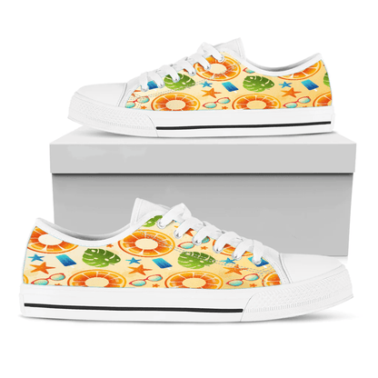 Shoes Summer Pattern Ice Cream And Orange Sweet Sweet Color Low Top Shoes