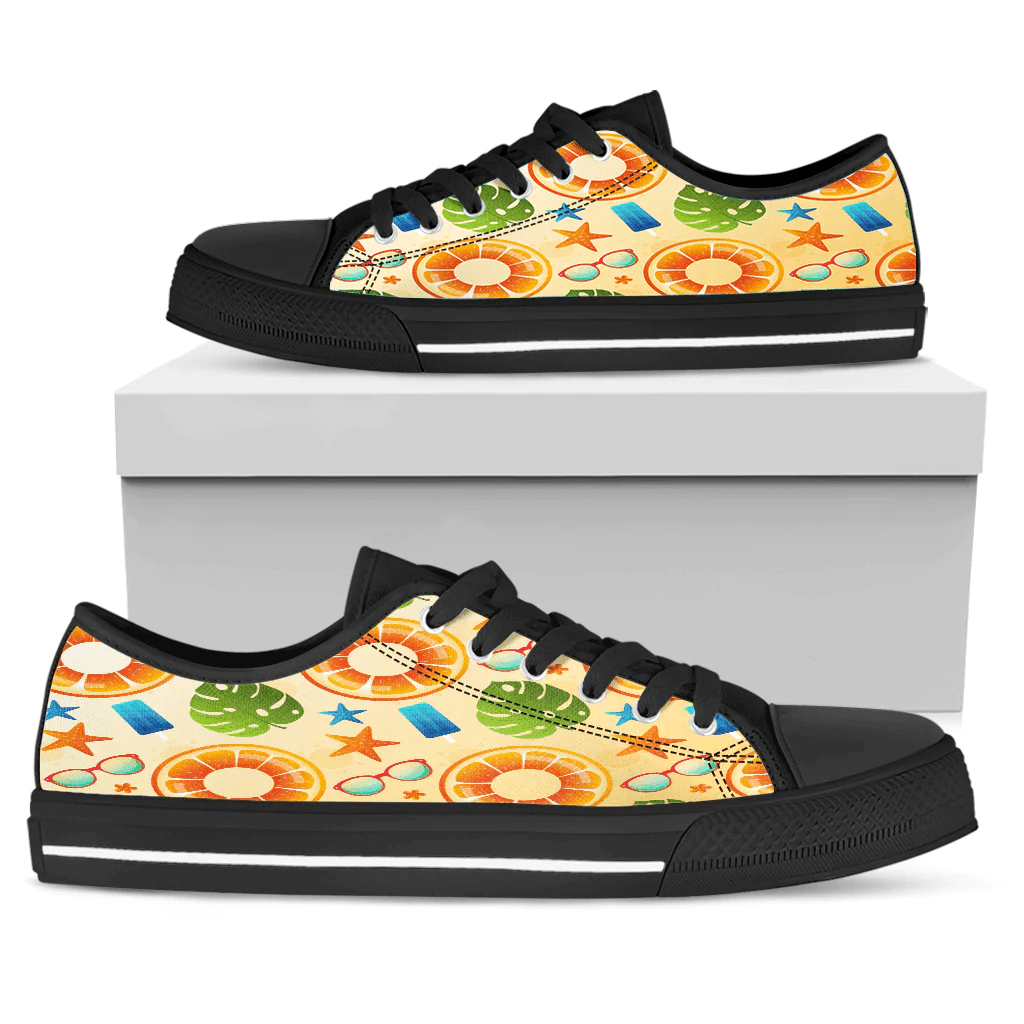 Shoes Summer Pattern Ice Cream And Orange Sweet Sweet Color Low Top Shoes