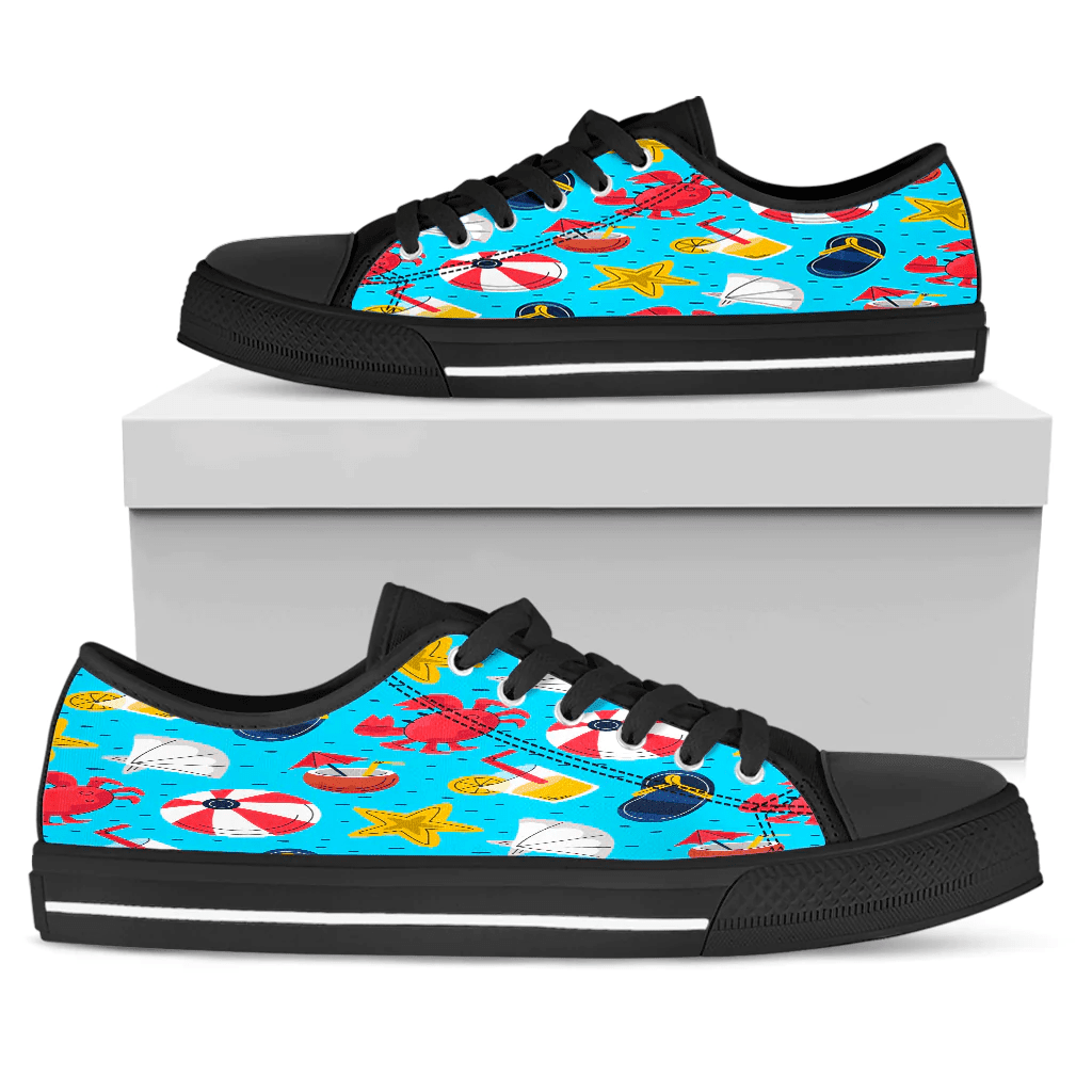 Shoes Summer Pattern Simple Drawing Crab And Coconut Low Top Shoes