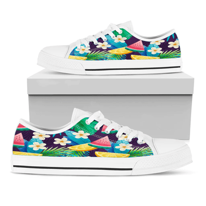 Shoes Hawaiian Summer Pattern Watermelon And Floral Low Top Shoes