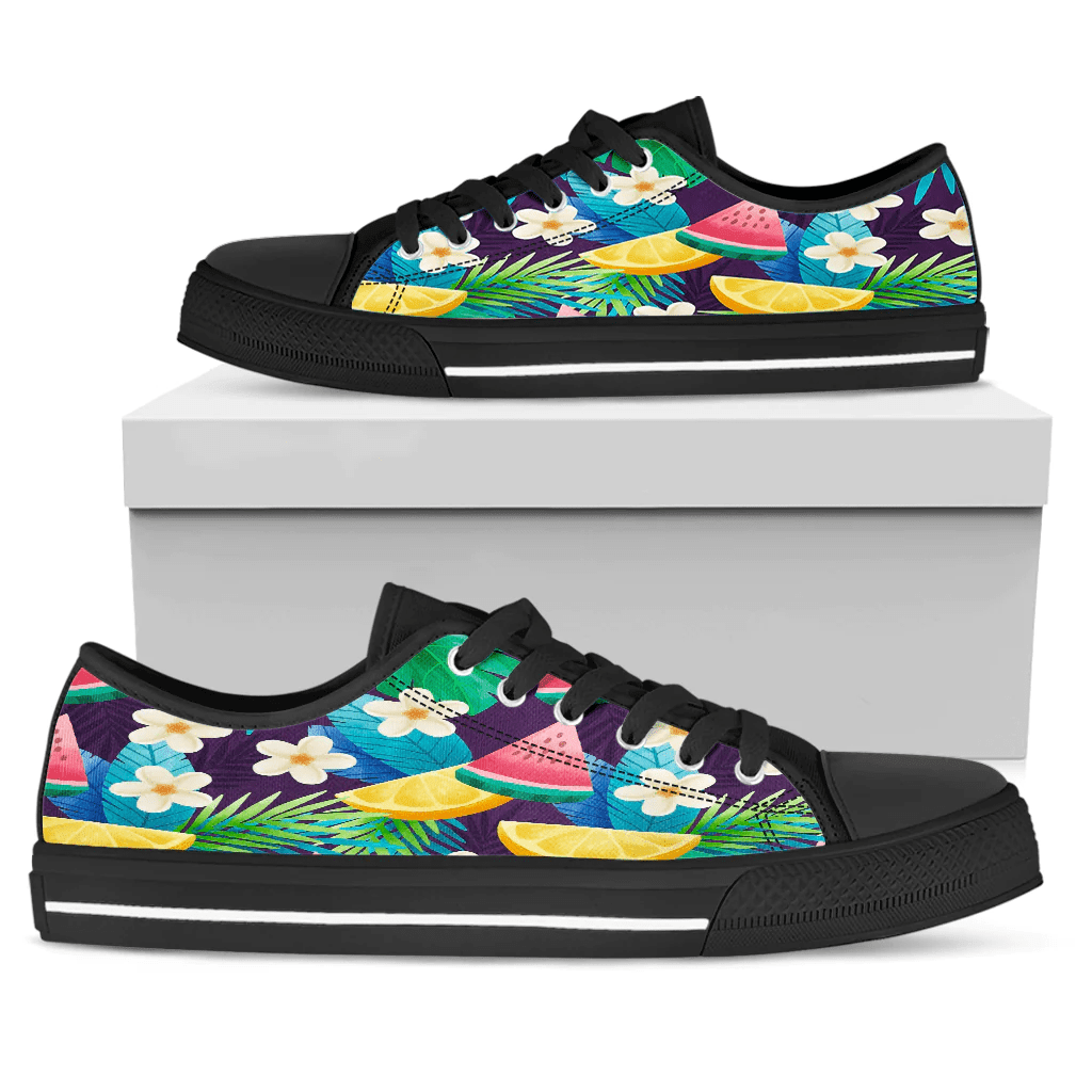 Shoes Hawaiian Summer Pattern Watermelon And Floral Low Top Shoes