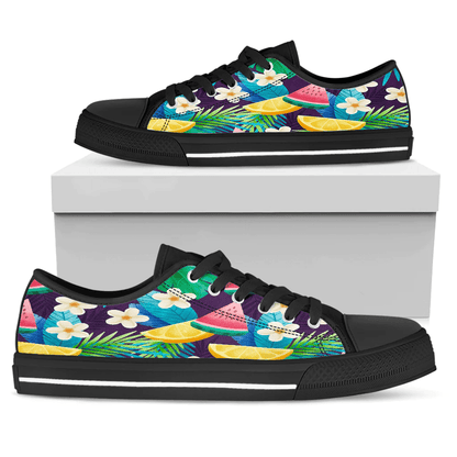Shoes Hawaiian Summer Pattern Watermelon And Floral Low Top Shoes