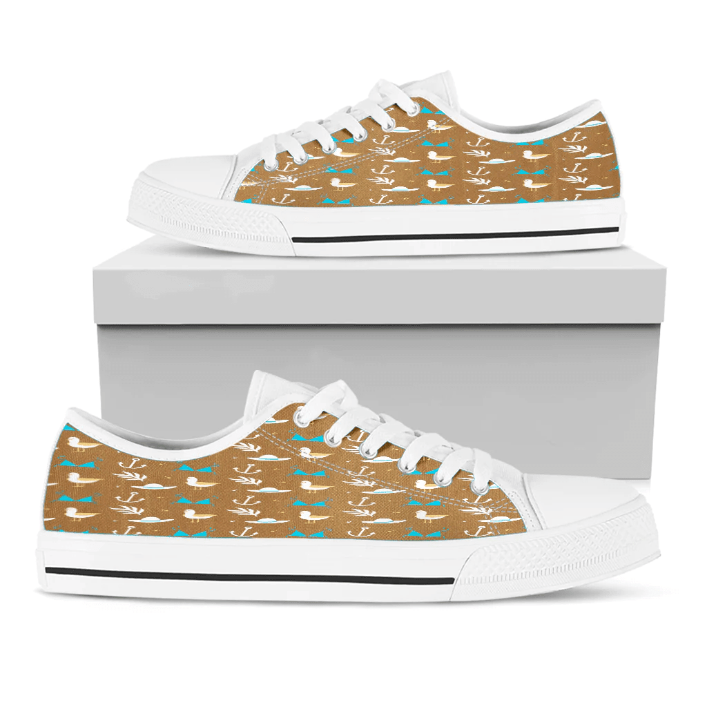 Shoes Hawaiian Summer Pattern Duck,Anchor, Fedora And Bra Low Top Shoes