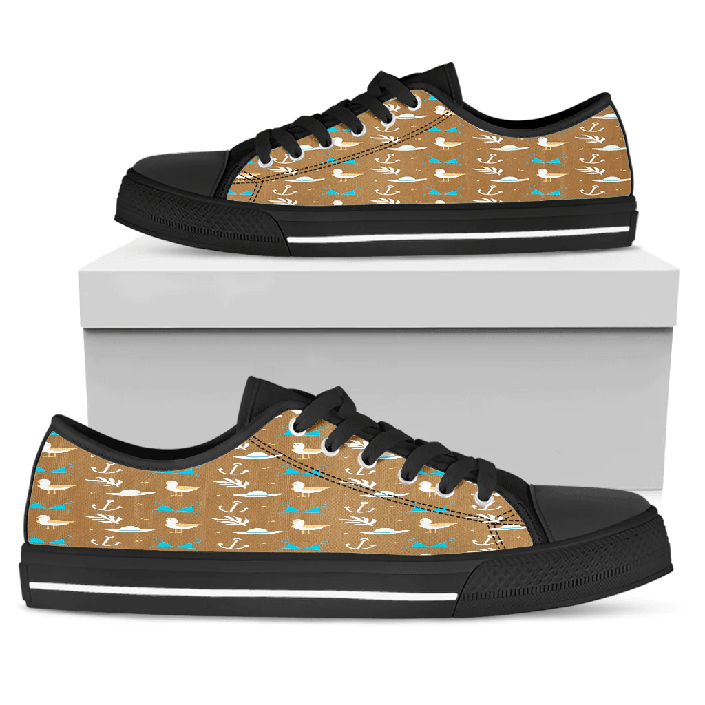 Shoes Hawaiian Summer Pattern Duck,Anchor, Fedora And Bra Low Top Shoes