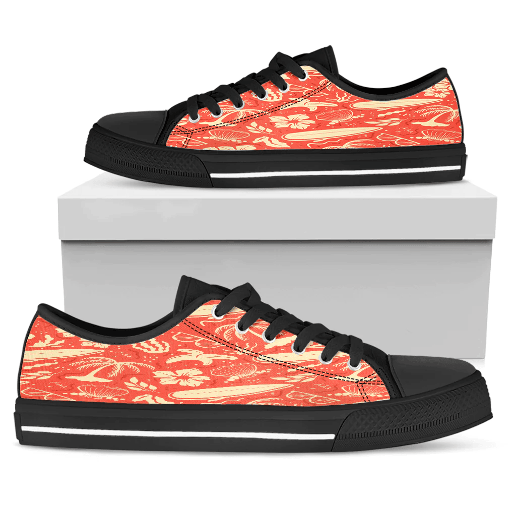 Shoes Summer Pattern Surf Red Background Low Top Shoes