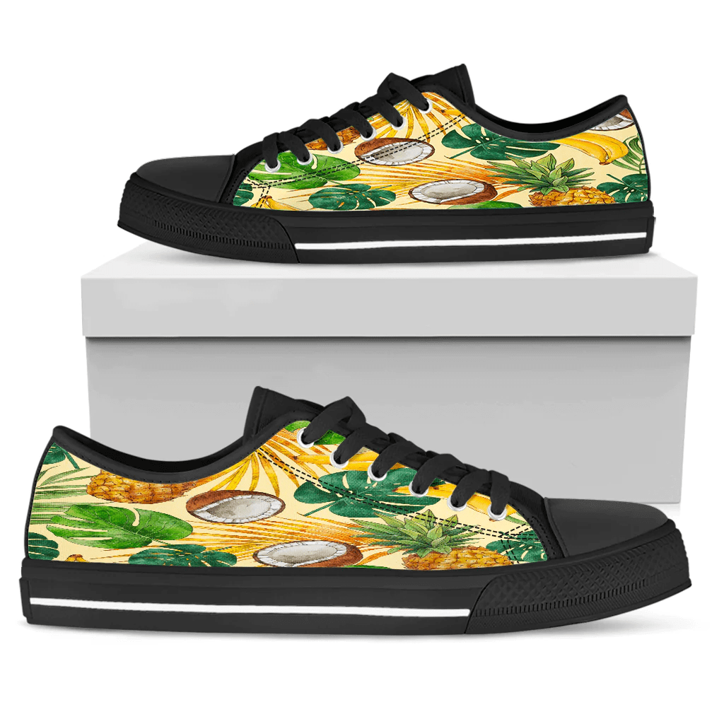 Shoes Hawaiian Summer Pattern Pineapple,Banana And Coconut Low Top Shoes