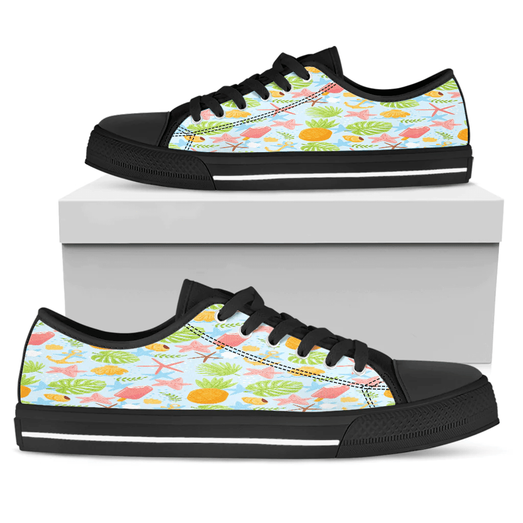Shoes Sea Pattern And Tropical Fruits Low Top Shoes