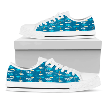 Shoes Hawaiian Summer Pattern Coconut,Bag And Pearl Shell Low Top Shoes