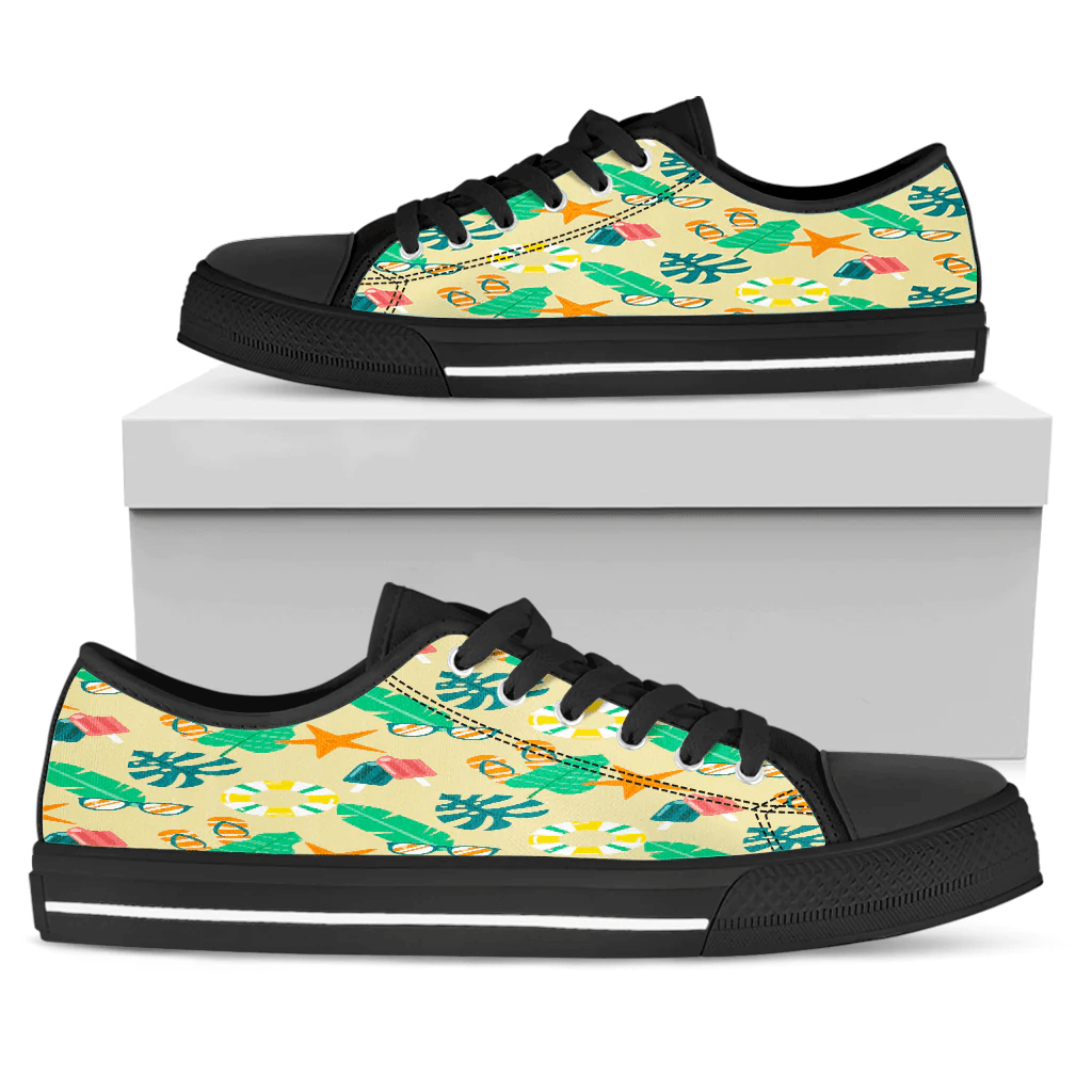 Shoes Summer Pattern Beach Ice Cream And Flip Flop Low Top Shoes
