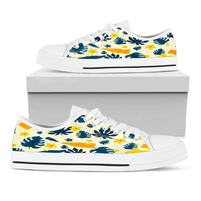 Shoes Hawaiian Summer Pattern Leaves And Floral Low Top Shoes