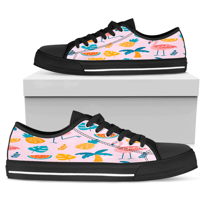 Shoes Summer Pattern Flamingo Pink Background Low Top Shoes
