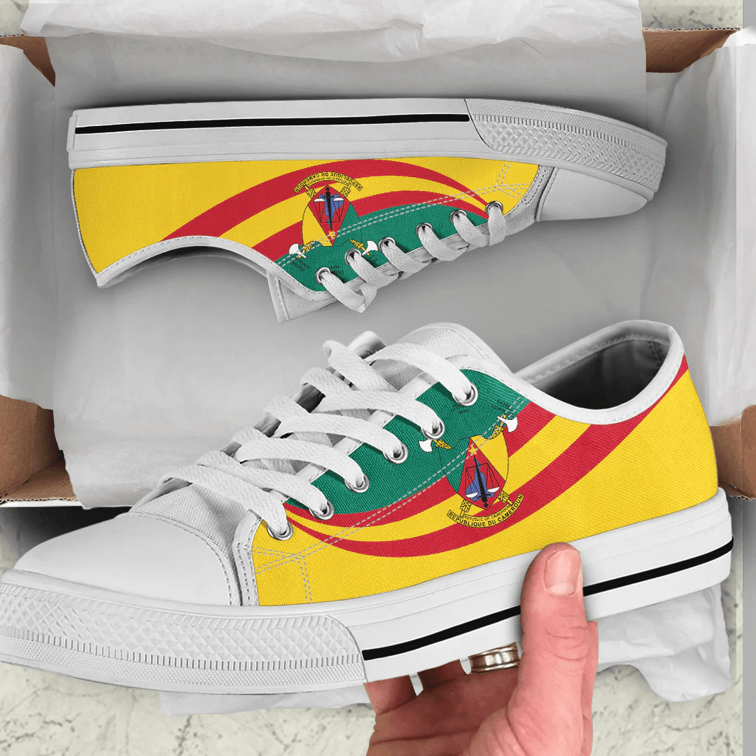Shoes Cameroon Coat Of Arms And Flag Low Top Shoes
