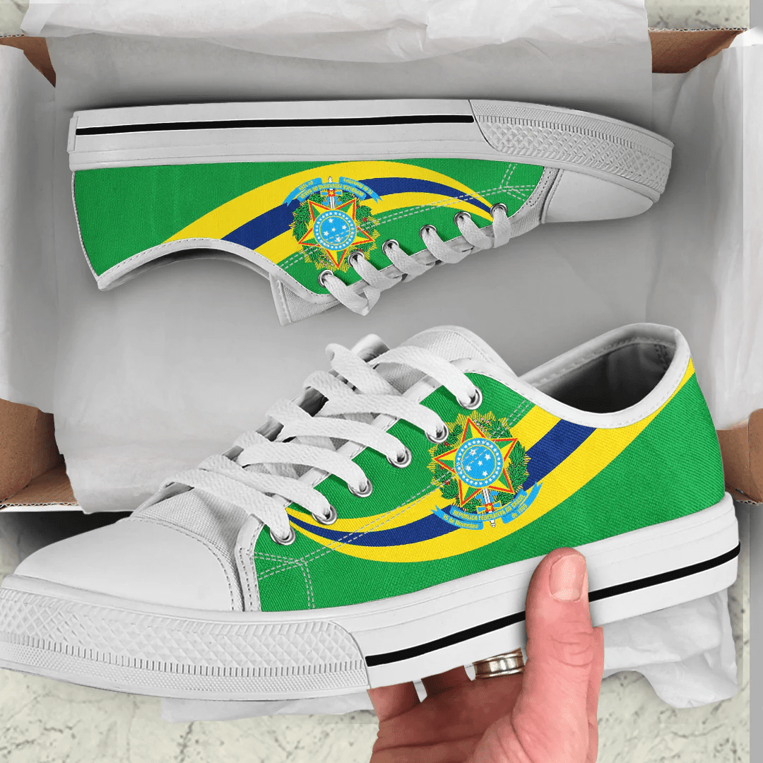 Shoes Brazil Coat Of Arms And Flag Low Top Shoes