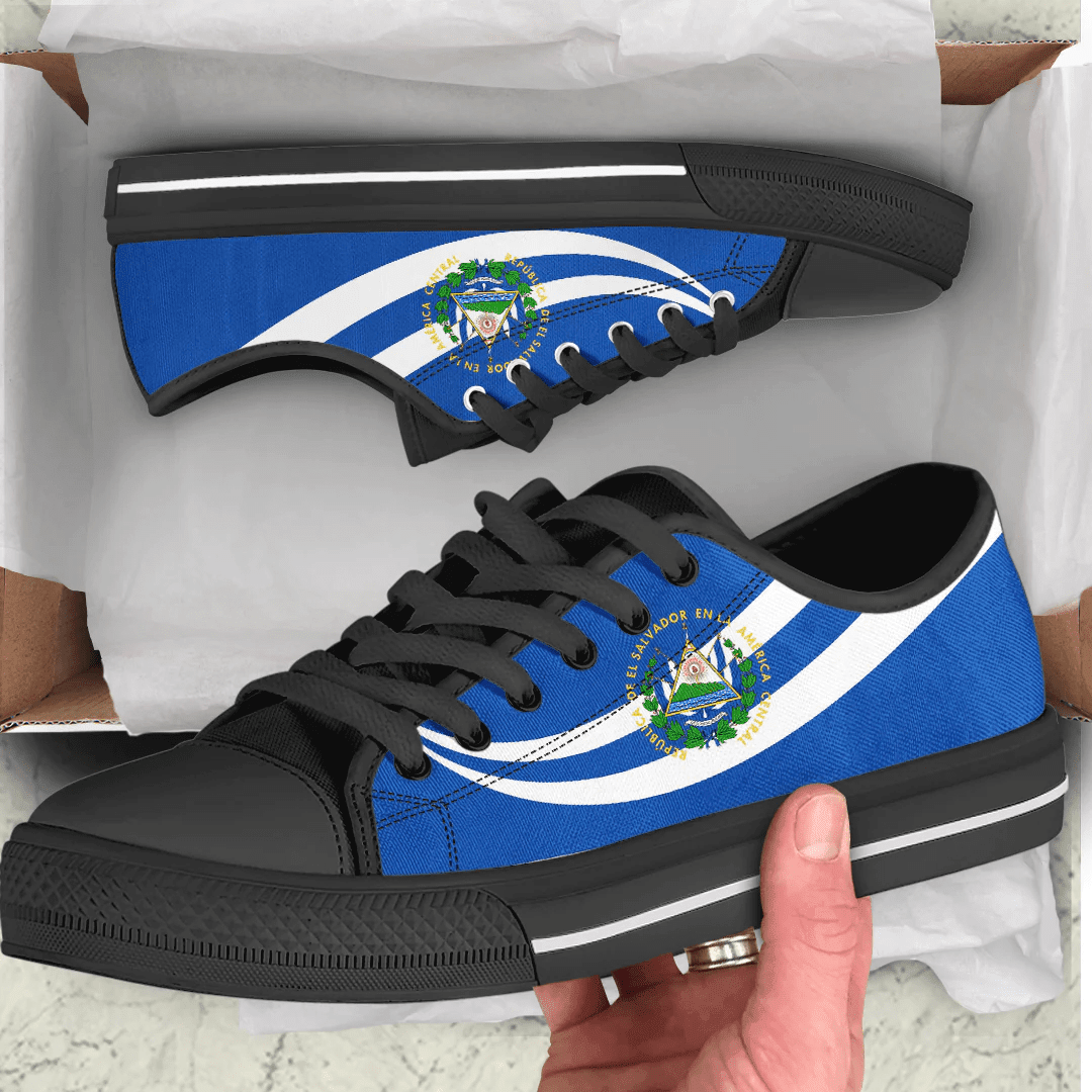 Shoes El Salvador Coat Of Arms And Flag Low Top Shoes