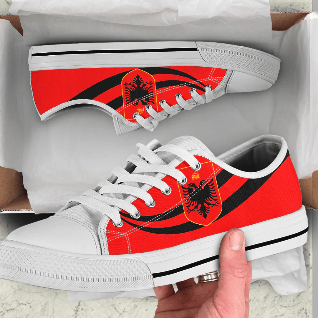 Shoes Albania Coat Of Arms And Flag Low Top Shoes