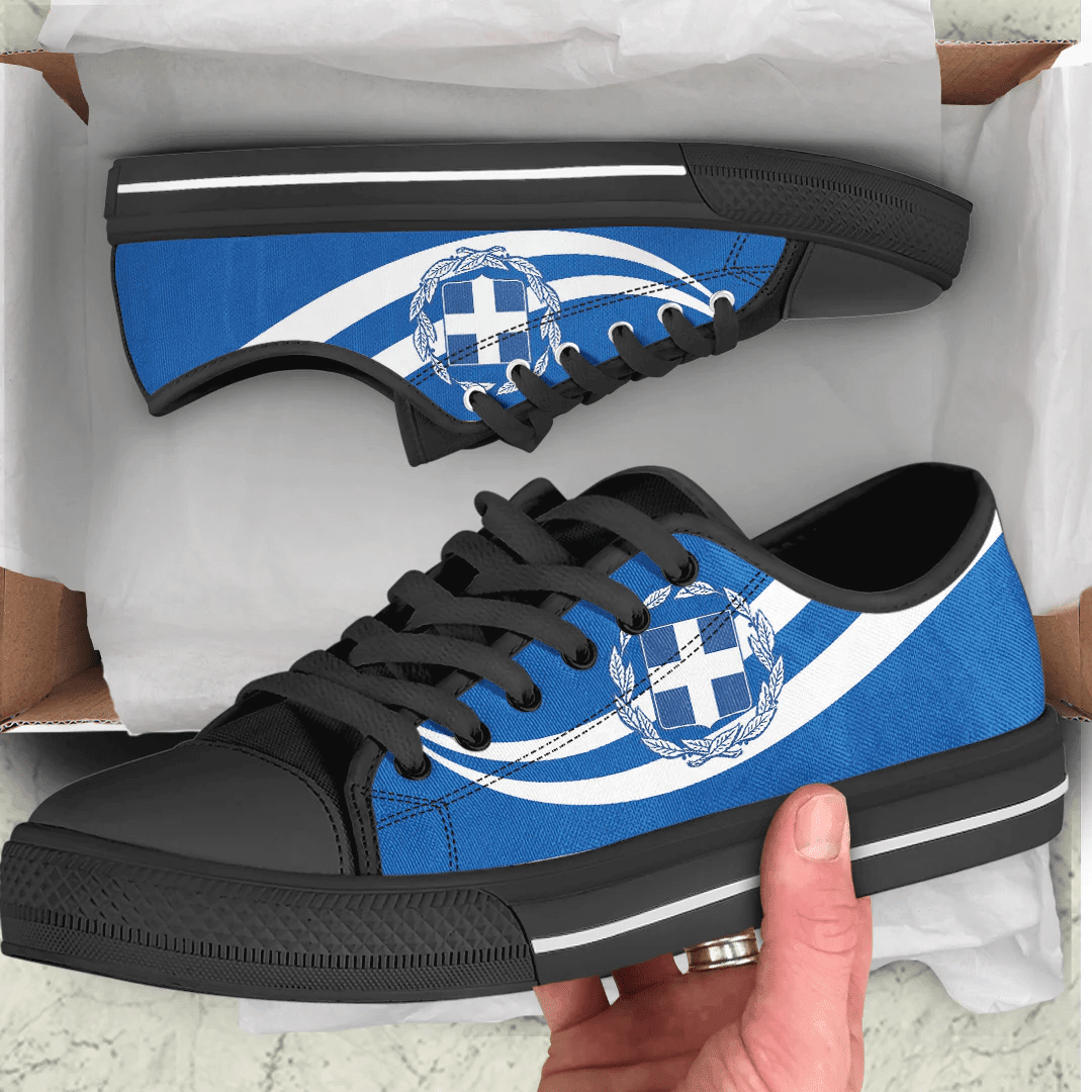 Shoes Greece Coat Of Arms And Flag Low Top Shoes