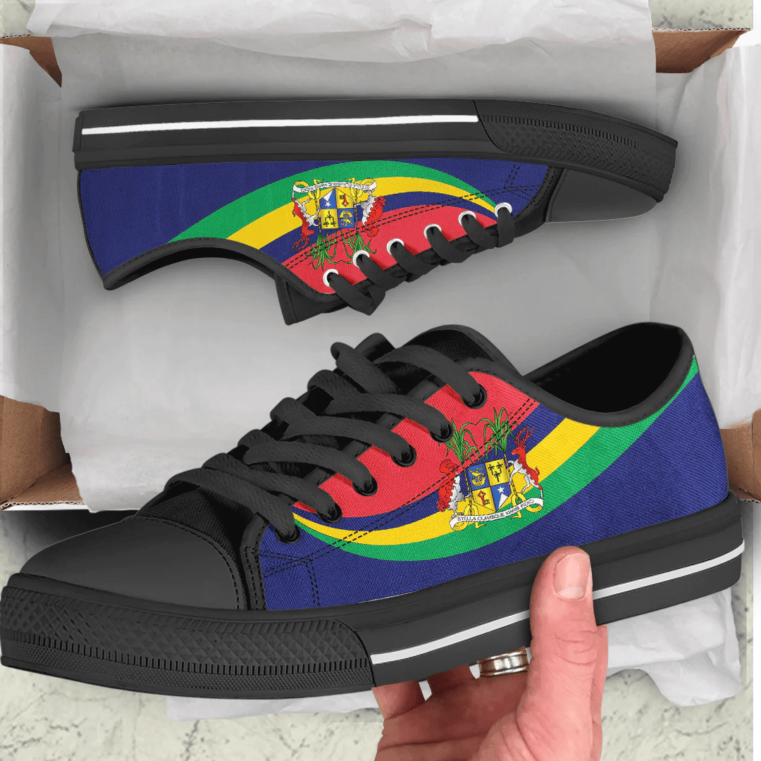 Shoes Mauritius Coat Of Arms And Flag Low Top Shoes