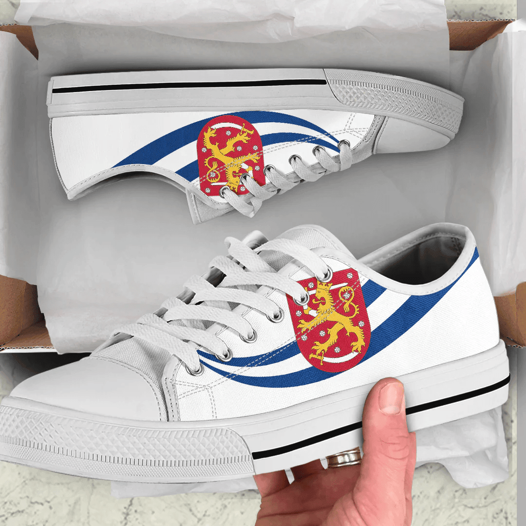 Shoes Finland Coat Of Arms And Flag Low Top Shoes