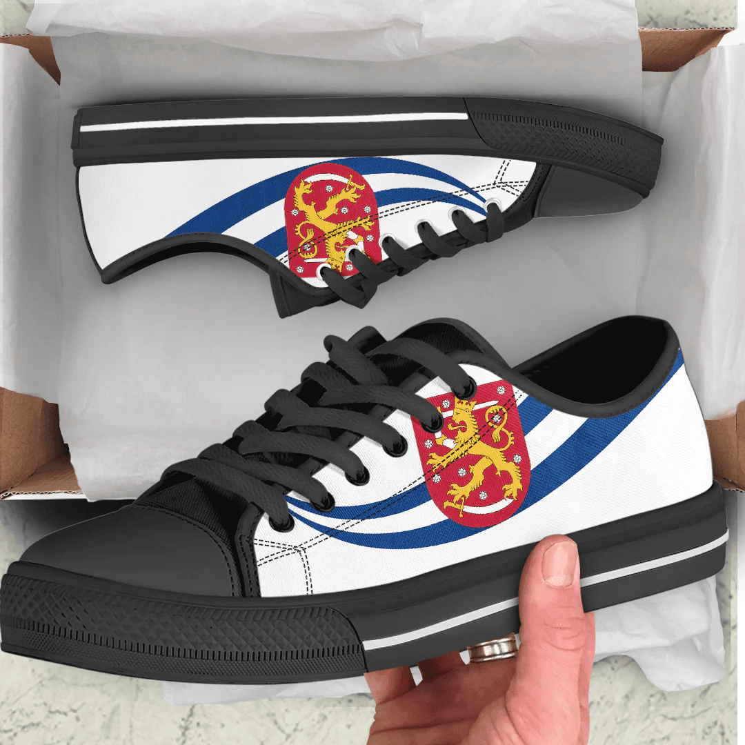 Shoes Finland Coat Of Arms And Flag Low Top Shoes